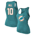 Tyreek Hill Miami Dolphins Majestic Threads Women's Name & Number Tri-Blend Tank Top - Aqua