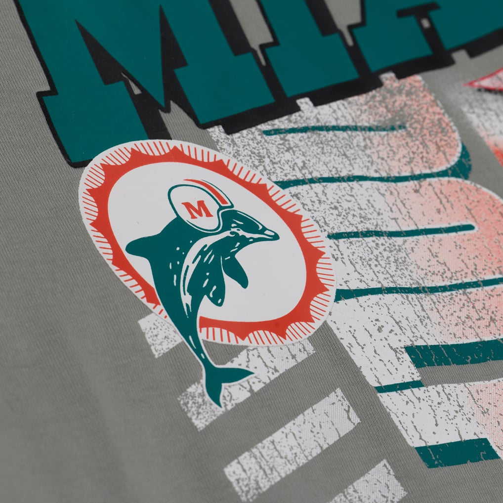  Miami Dolphins Mitchell & Ness Women's Street Graphic Boxy Cropped T-Shirt - Gray
