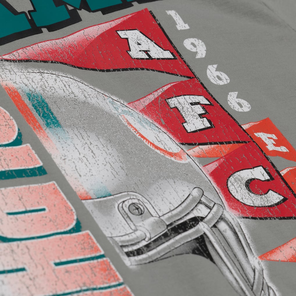  Miami Dolphins Mitchell & Ness Women's Street Graphic Boxy Cropped T-Shirt - Gray