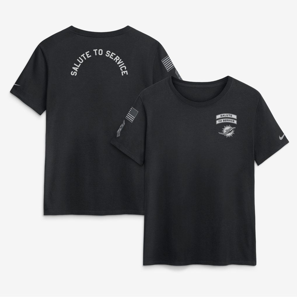  Miami Dolphins Nike Women's 2026 Salute to Service T-Shirt - Black