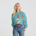 Miami Dolphins Spirit Jersey Women's Cropped Long Sleeve T-Shirt - Aqua