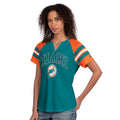  Miami Dolphins Starter Women's Game On Notch Neck Raglan T-Shirt - Aqua