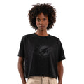 Miami Dolphins Starter Women's Rhinestone Sprinkle Boxy Cropped T-Shirt - Black