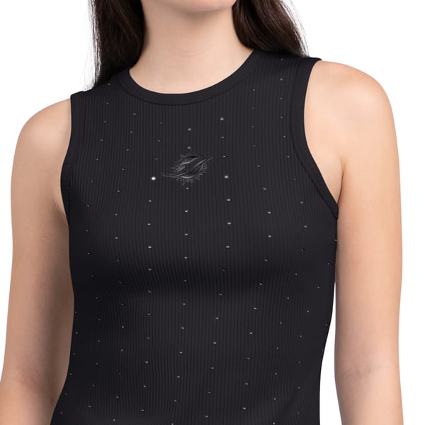 Miami Dolphins Starter Women's Rhinestone Sprinkle Ribbed Tank - Black