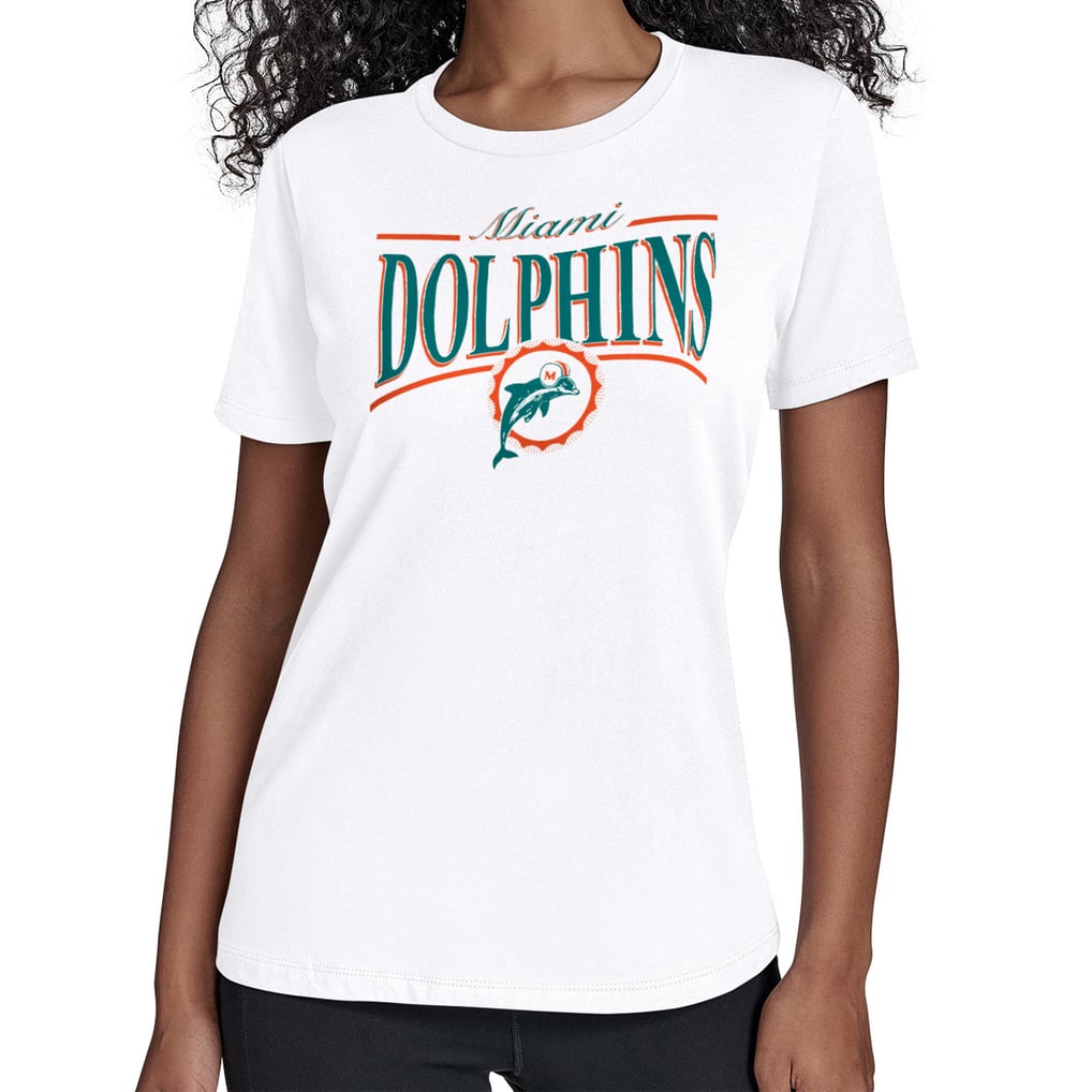 Miami Dolphins Starter Women's Throwback Arch Stripe T-Shirt - White