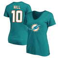 Tyreek Hill Miami Dolphins Women's Plus Size Fair Catch Name & Number Scoop Neck T-Shirt - Aqua