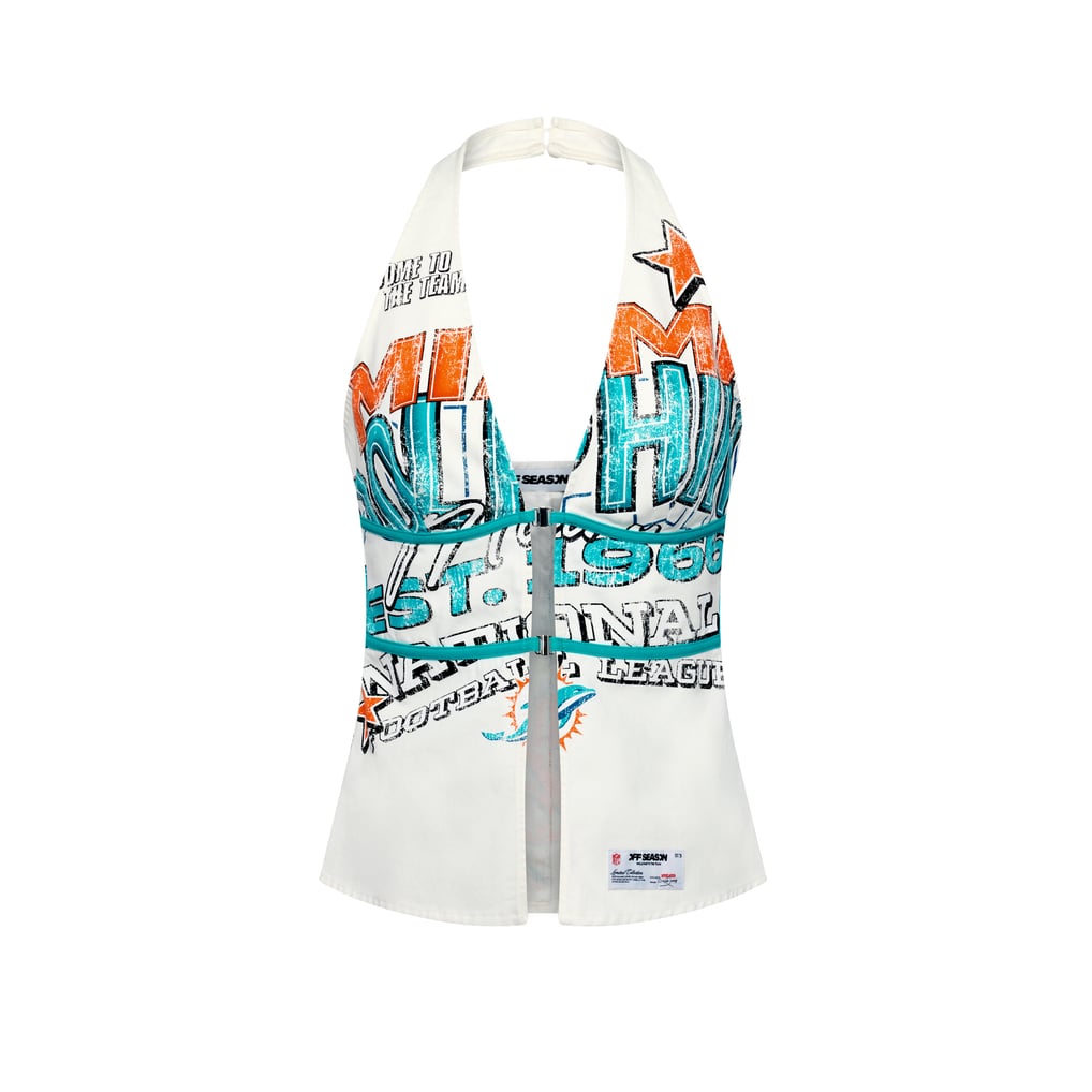 Miami Dolphins Off Season Women's Canvas Halter Tank Top - White