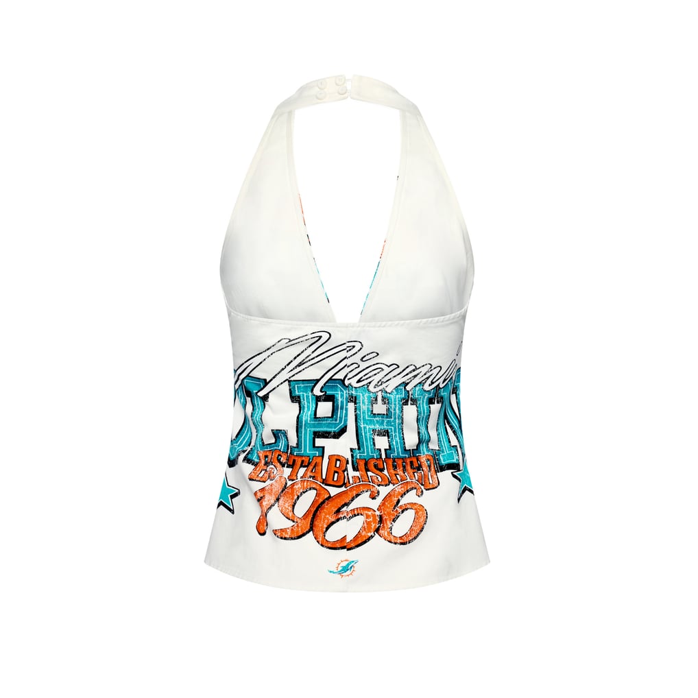 Miami Dolphins Off Season Women's Canvas Halter Tank Top - White