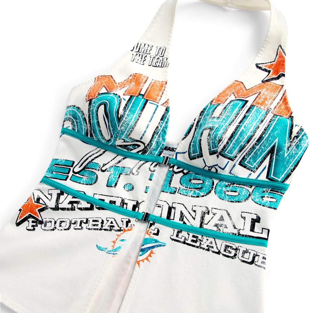 Miami Dolphins Off Season Women's Canvas Halter Tank Top - White