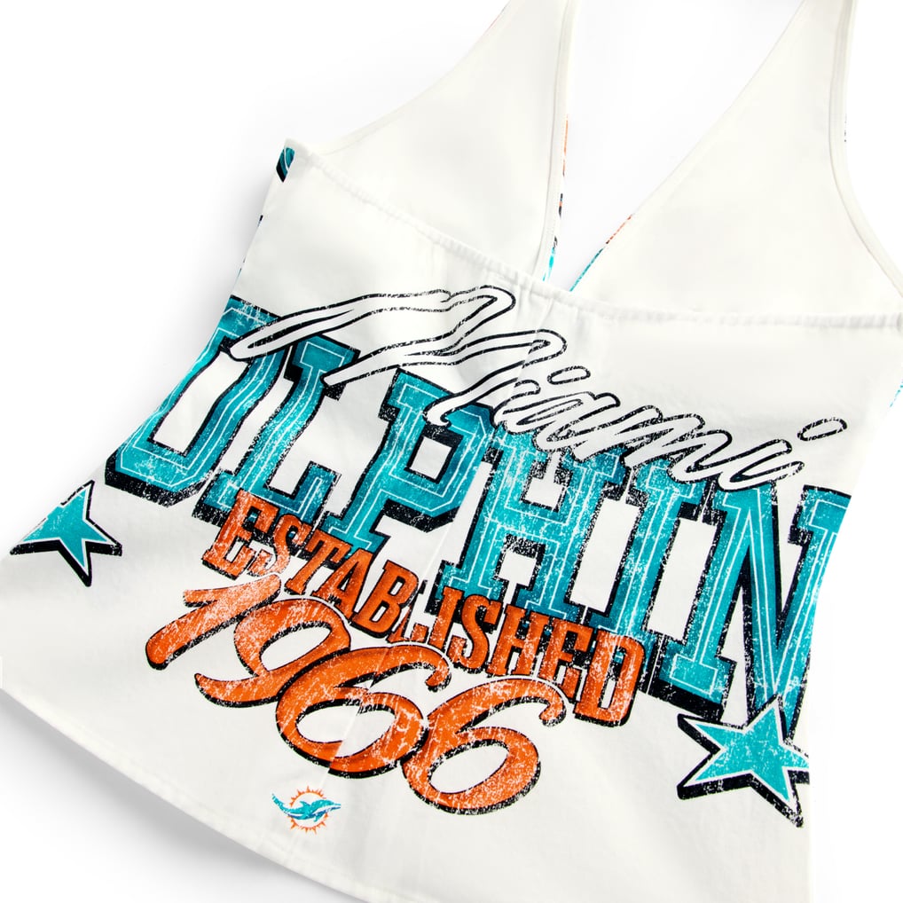 Miami Dolphins Off Season Women's Canvas Halter Tank Top - White